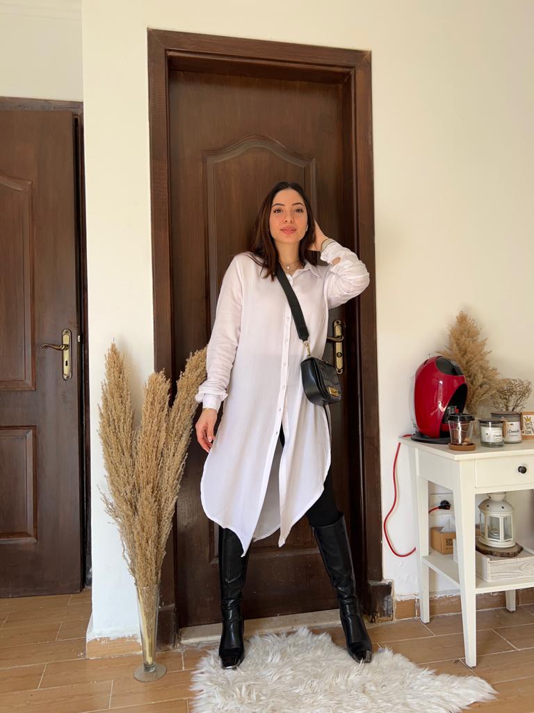 Cotton chemise with slit