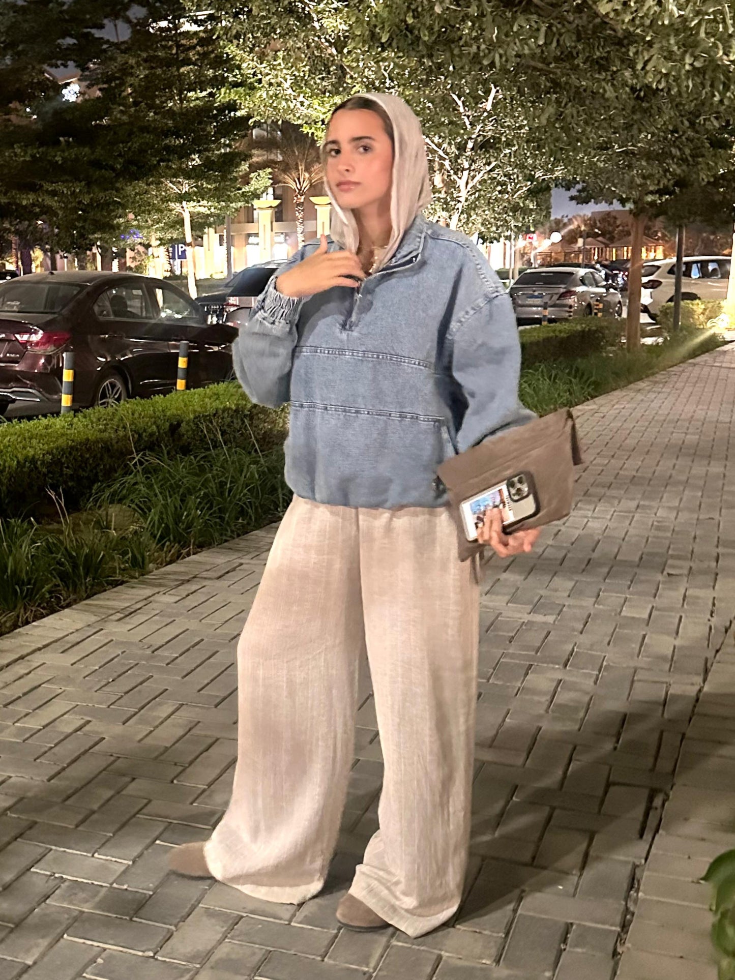 Lightblue Denim Half-zip
