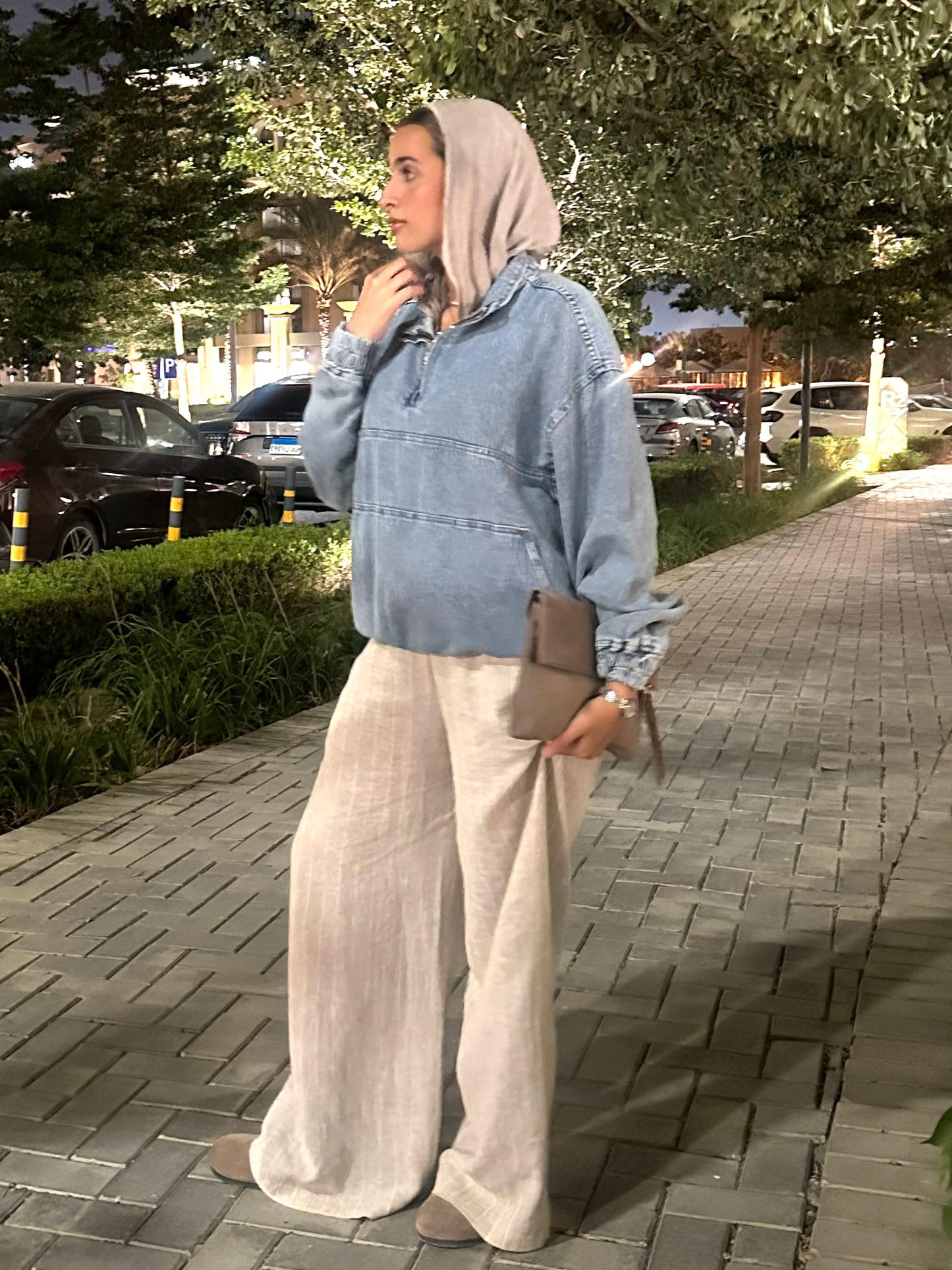 Lightblue Denim Half-zip