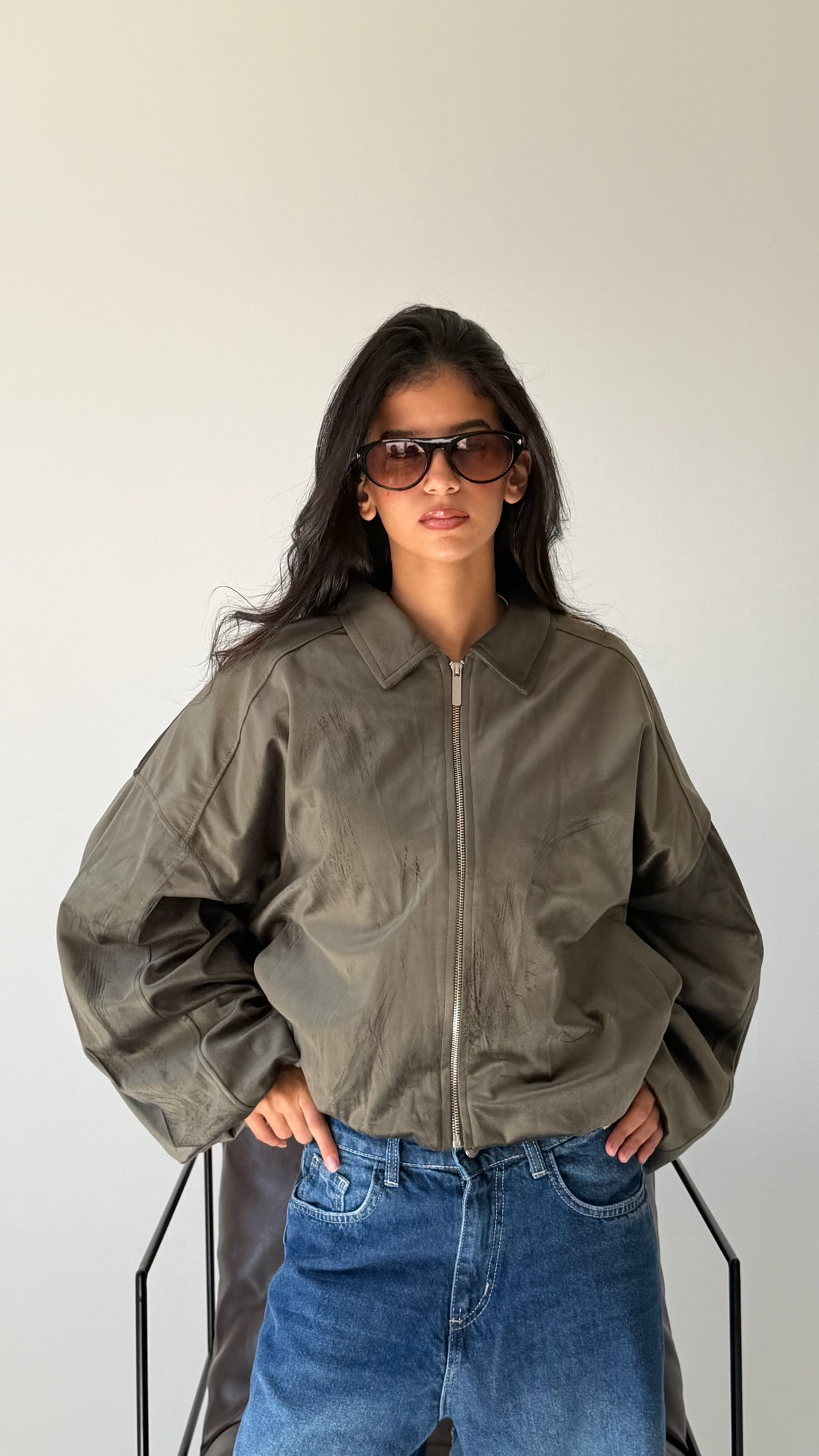 The Oversized Bomber Jacket In Olive