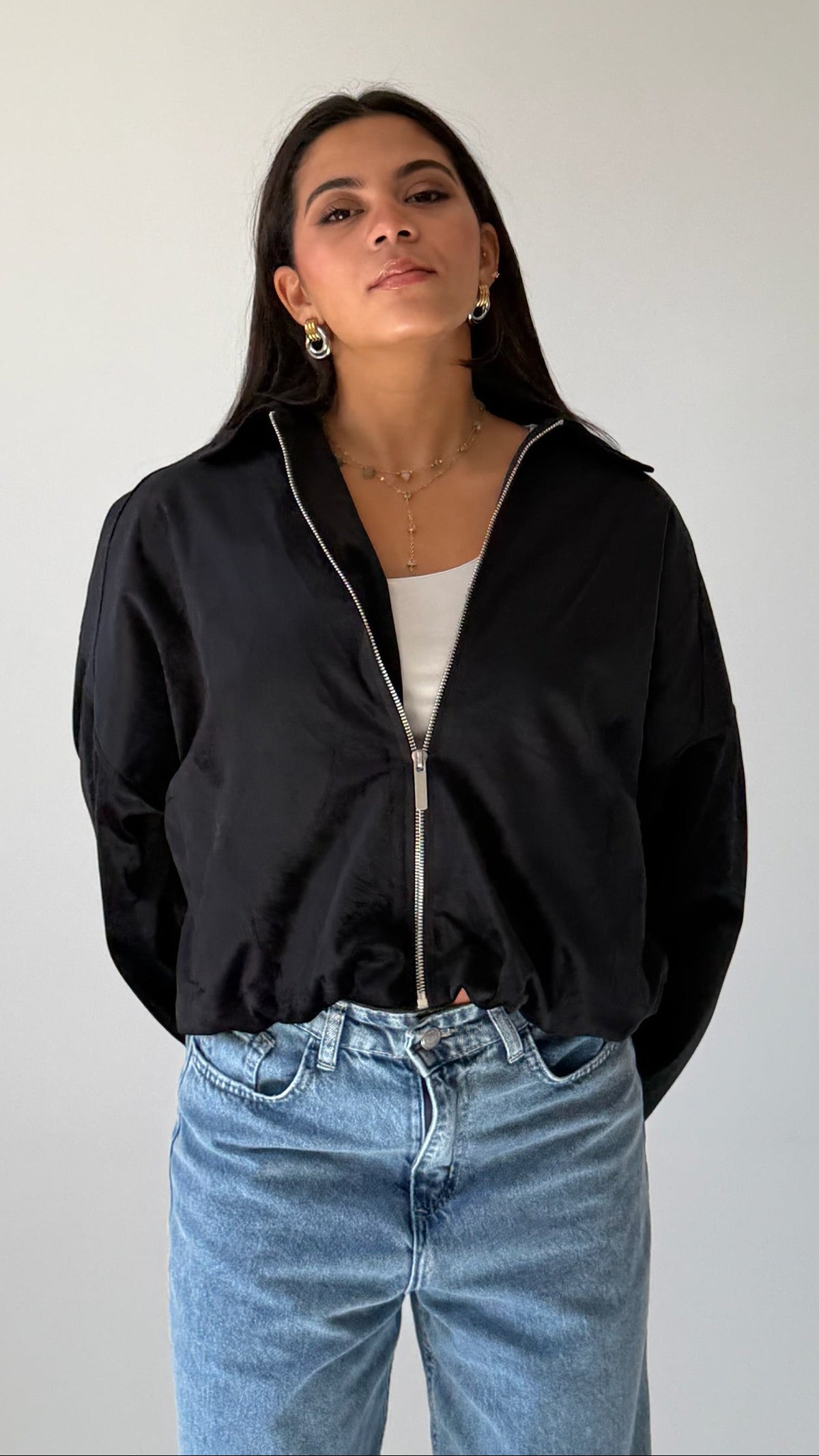 The Oversized Bomber Jacket In Black