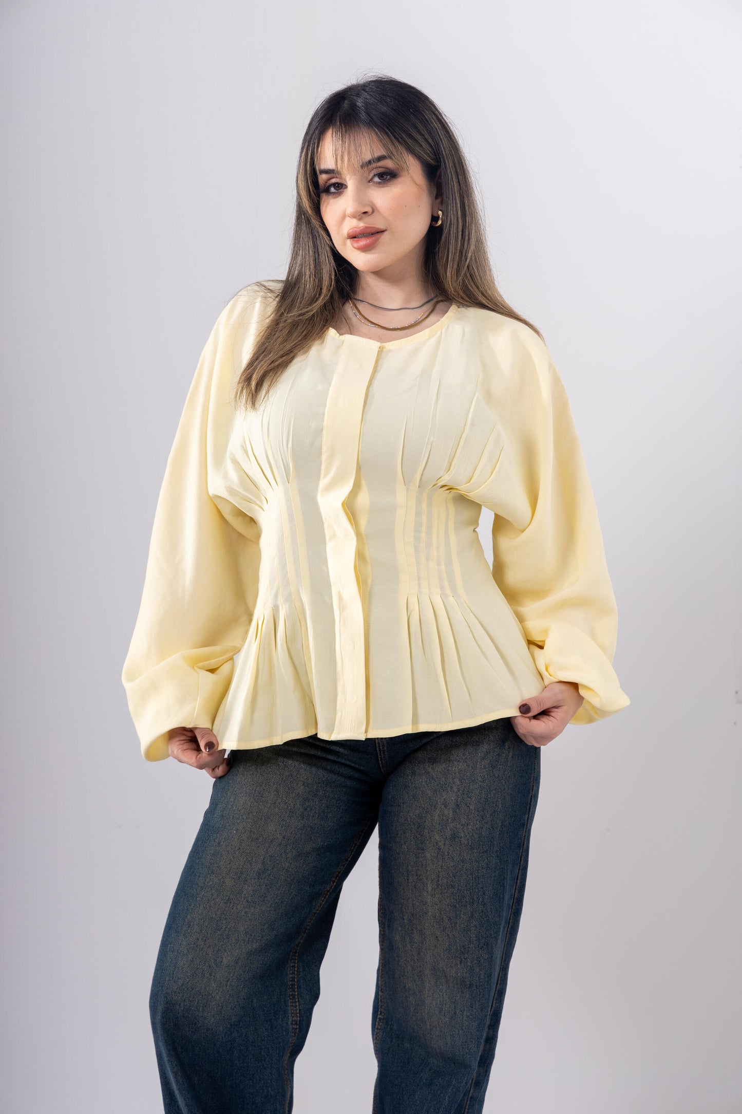 Pintuck Shirt In Yellow