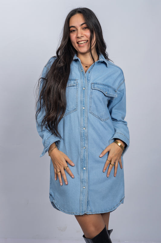 Sky Denim Shirtdress