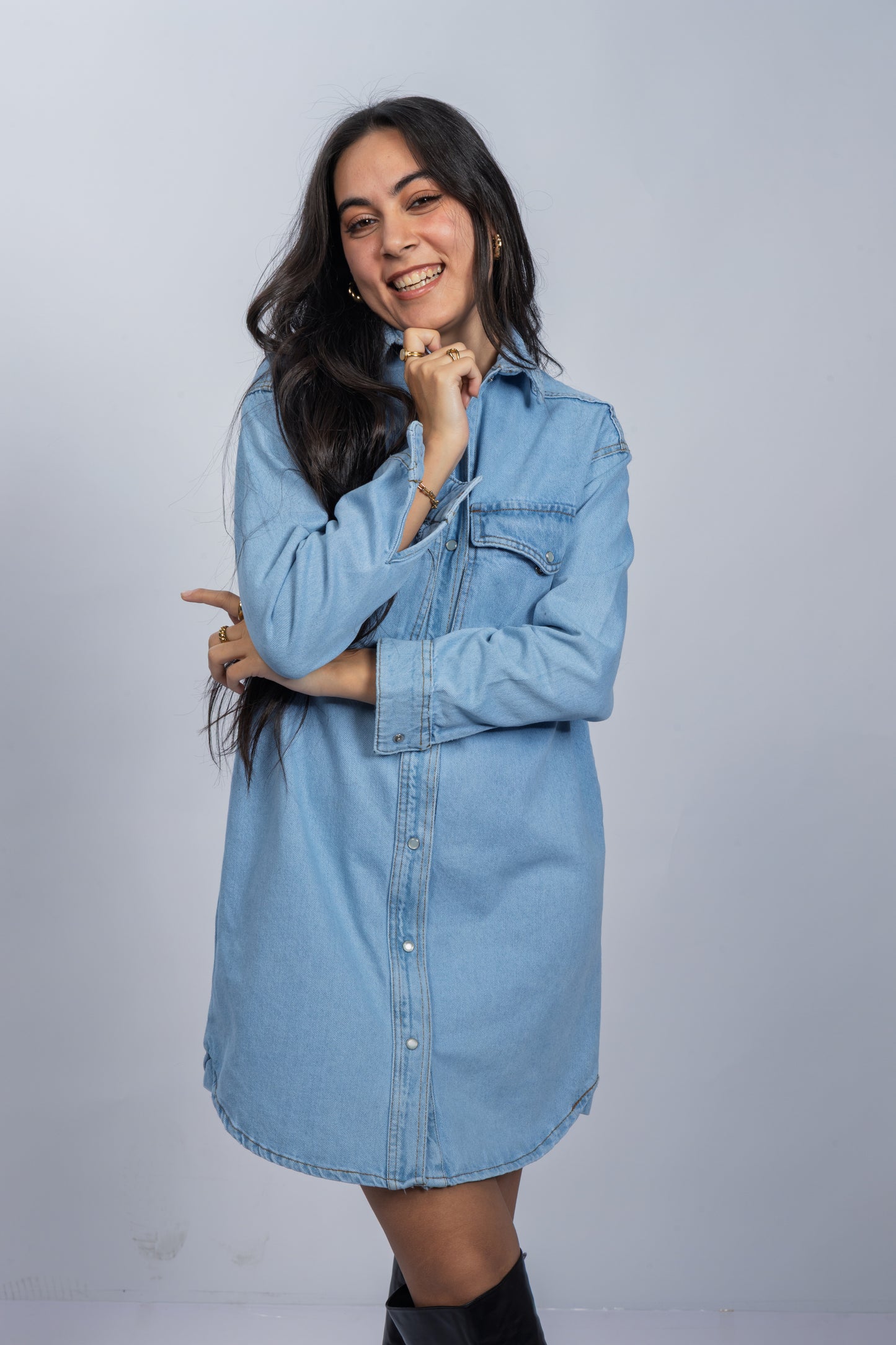 Sky Denim Shirtdress