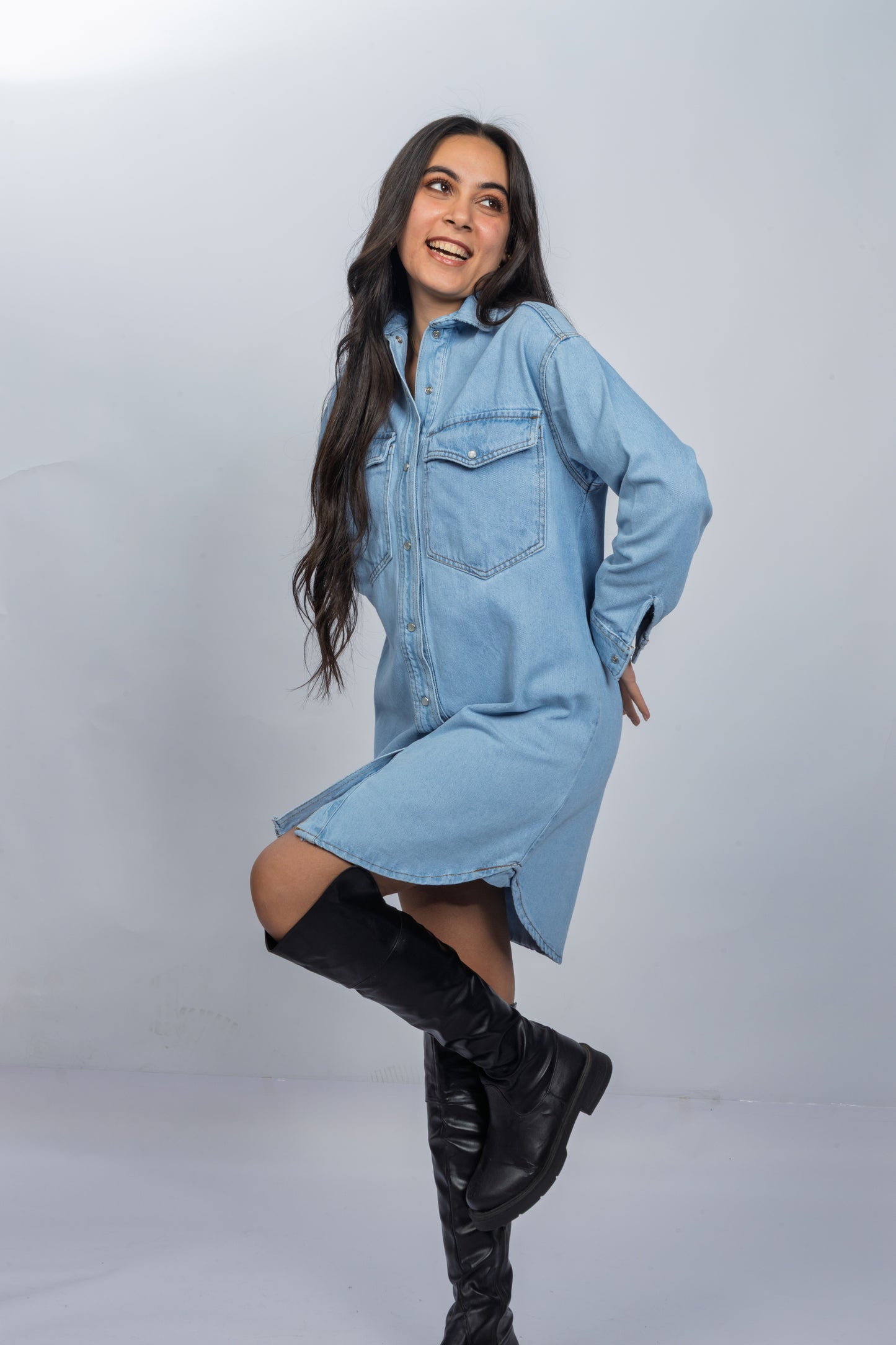 Sky Denim Shirtdress