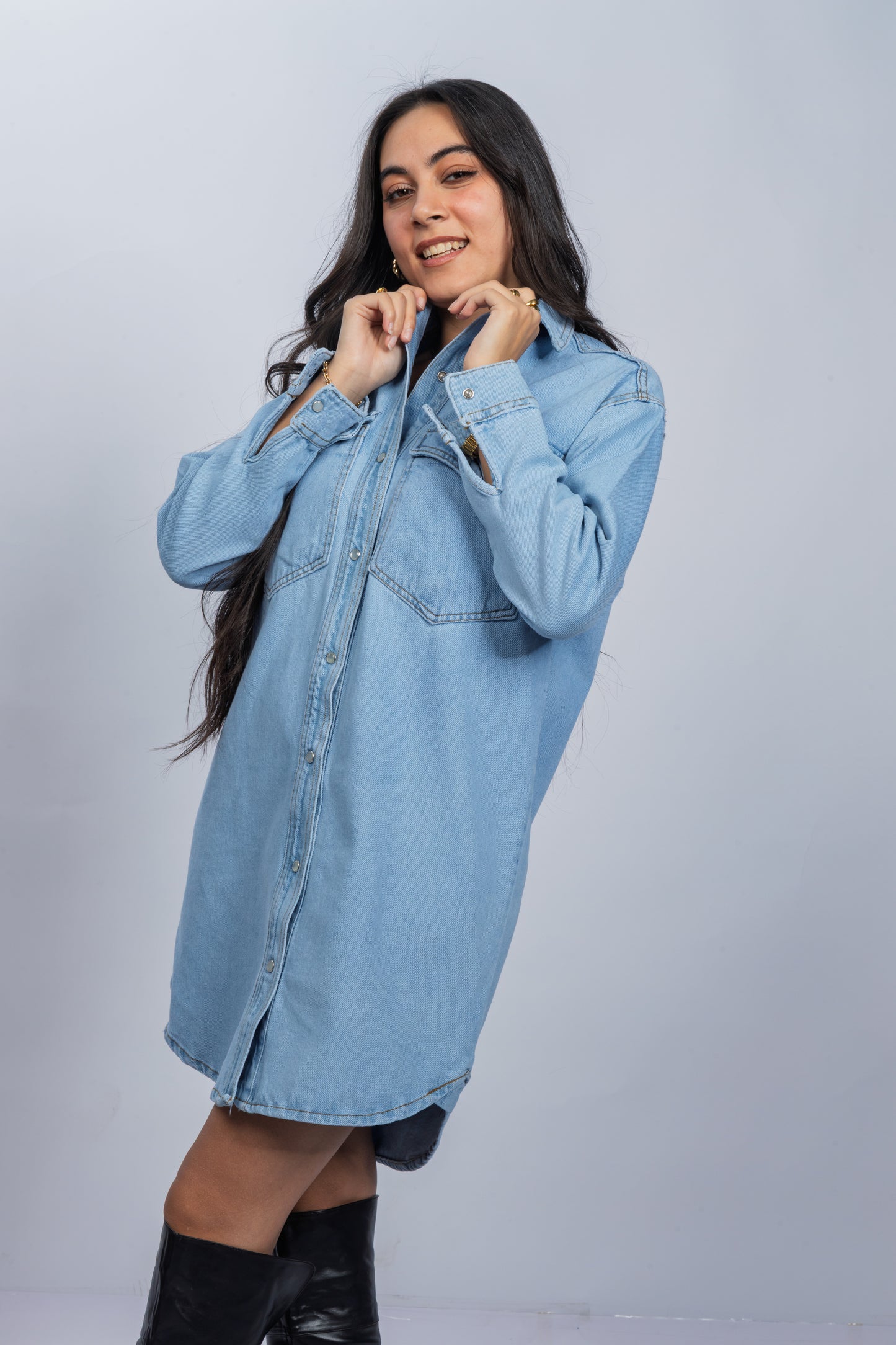 Sky Denim Shirtdress