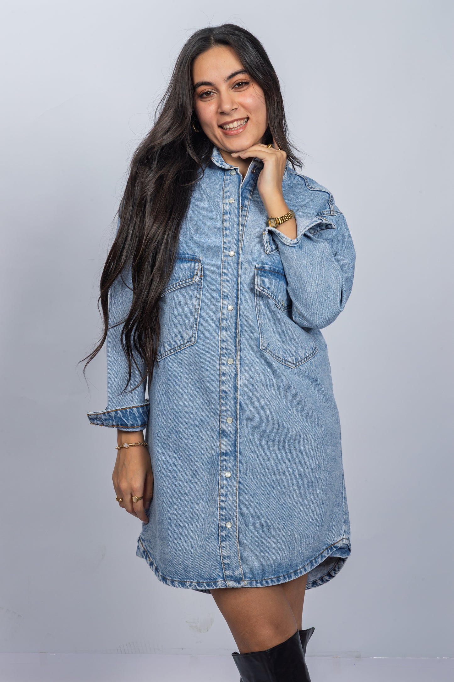 Stone Denim Shirtdress