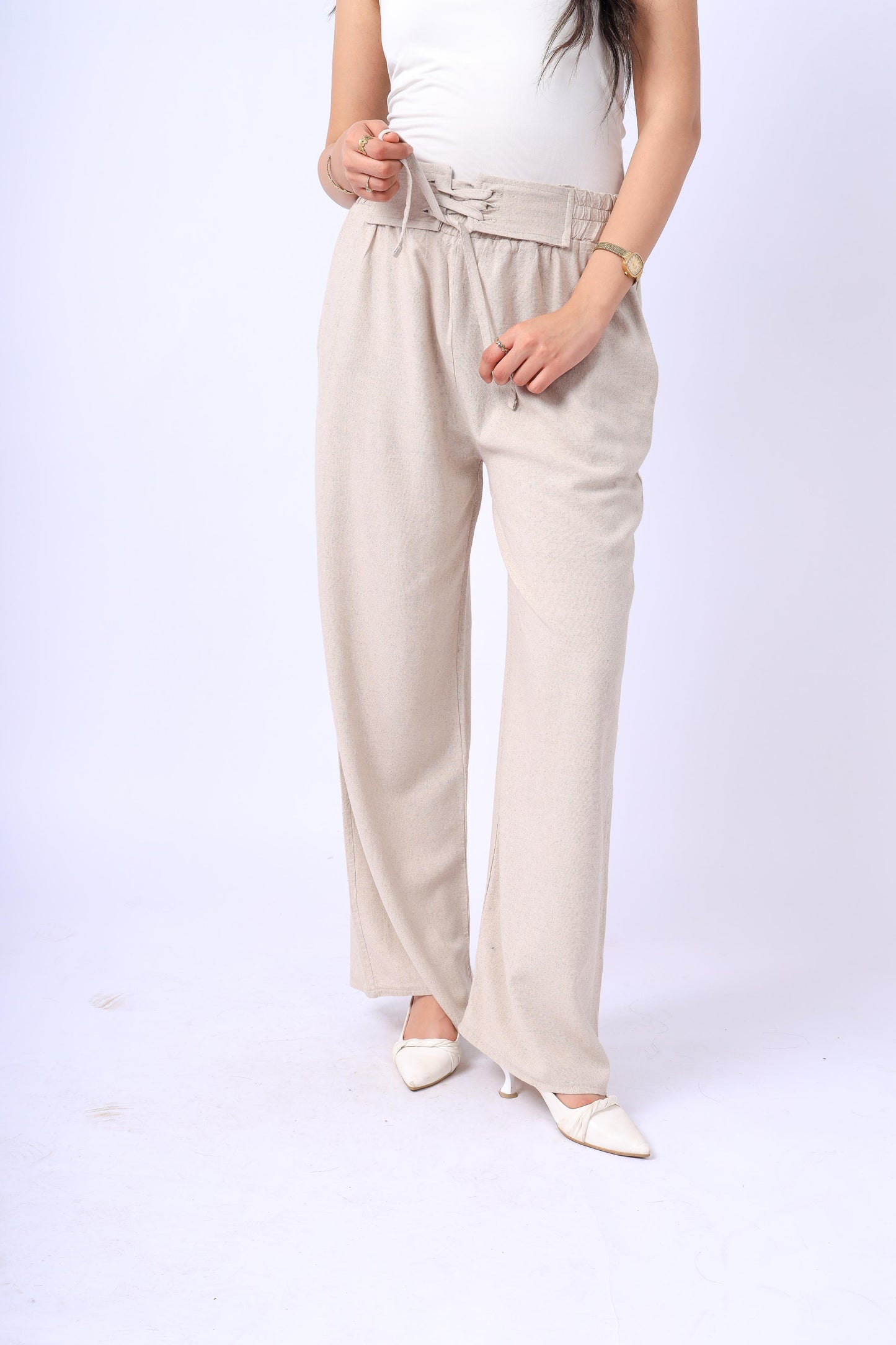 Beige Laced Pants