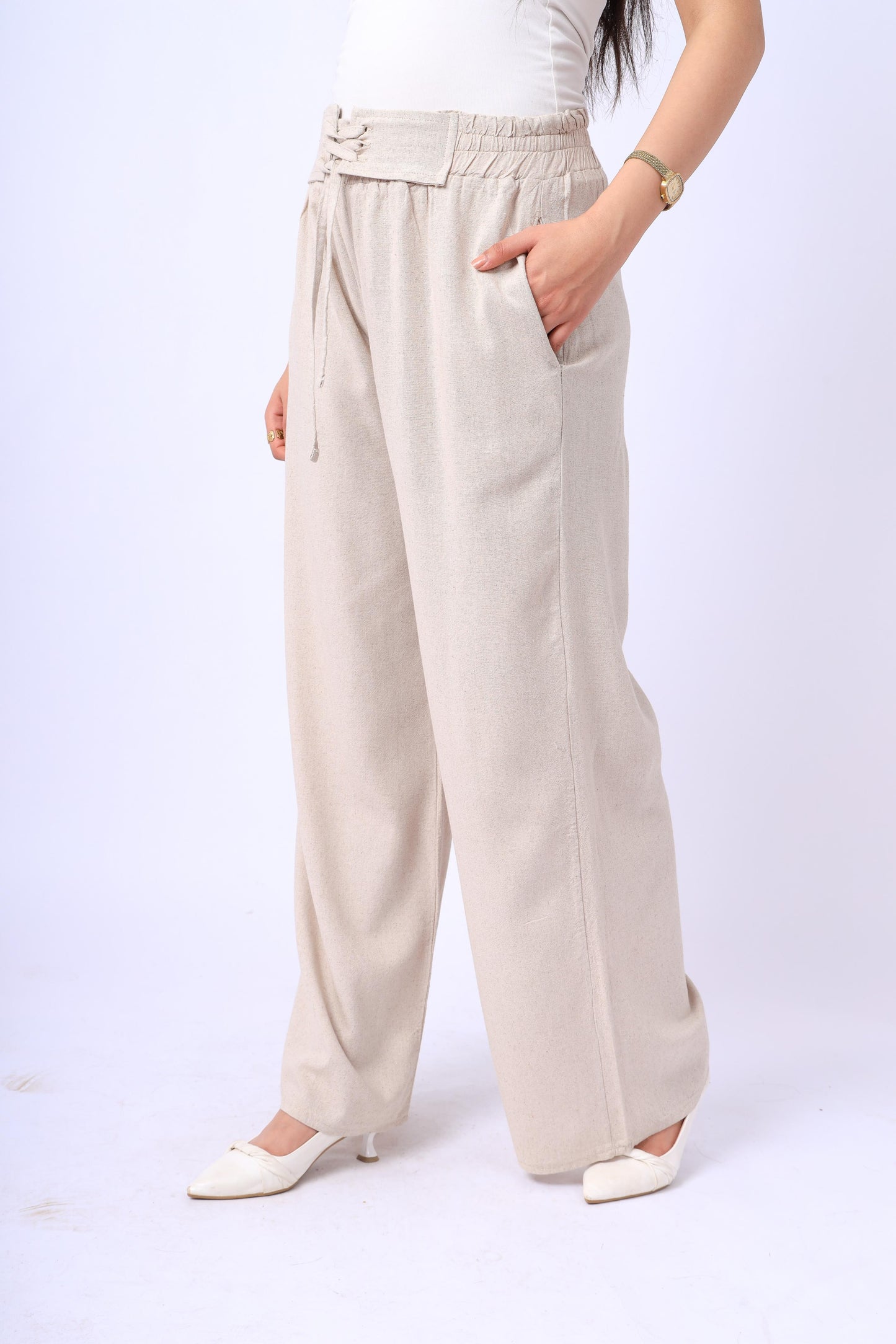 Beige Laced Pants