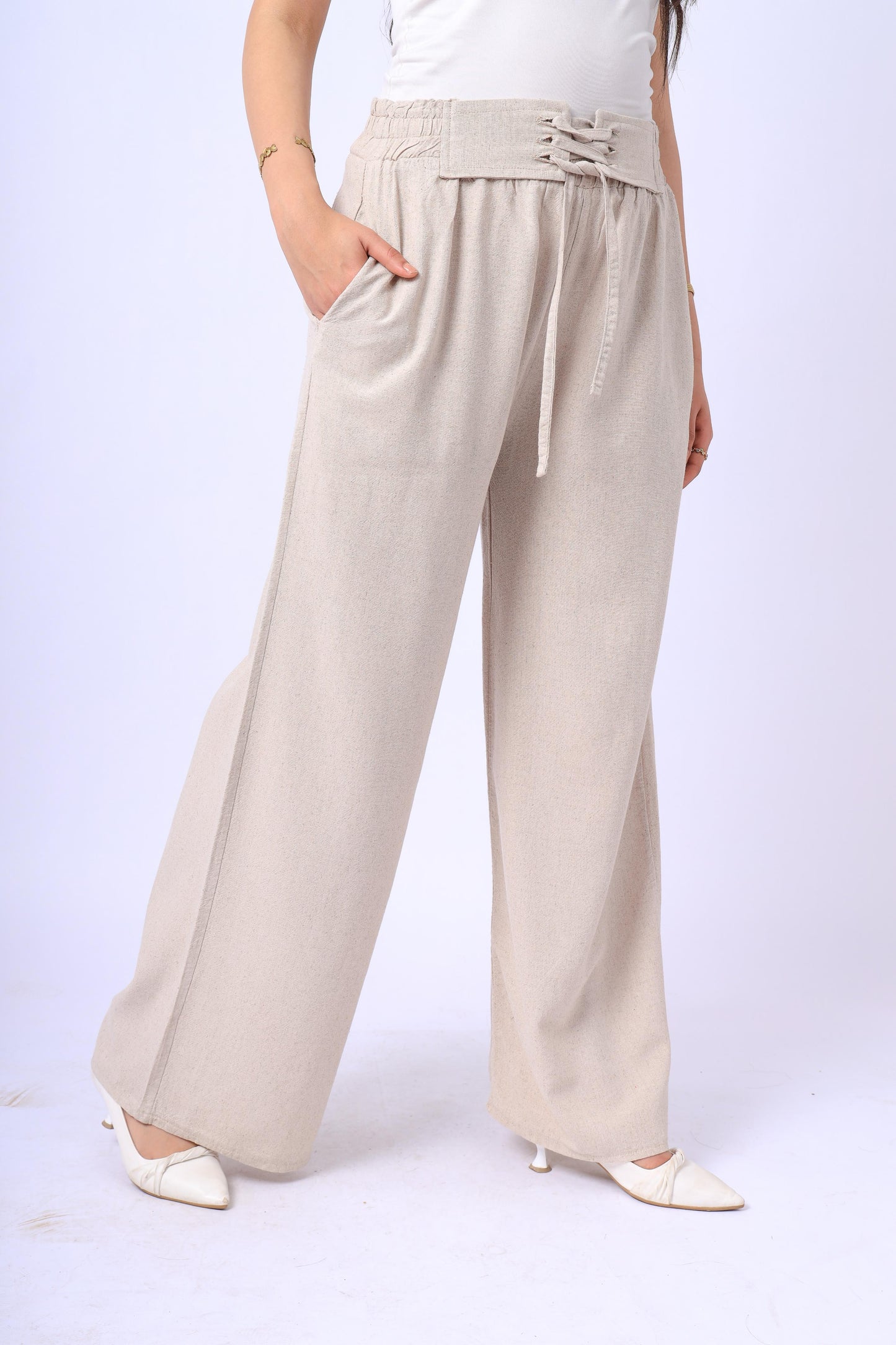 Beige Laced Pants