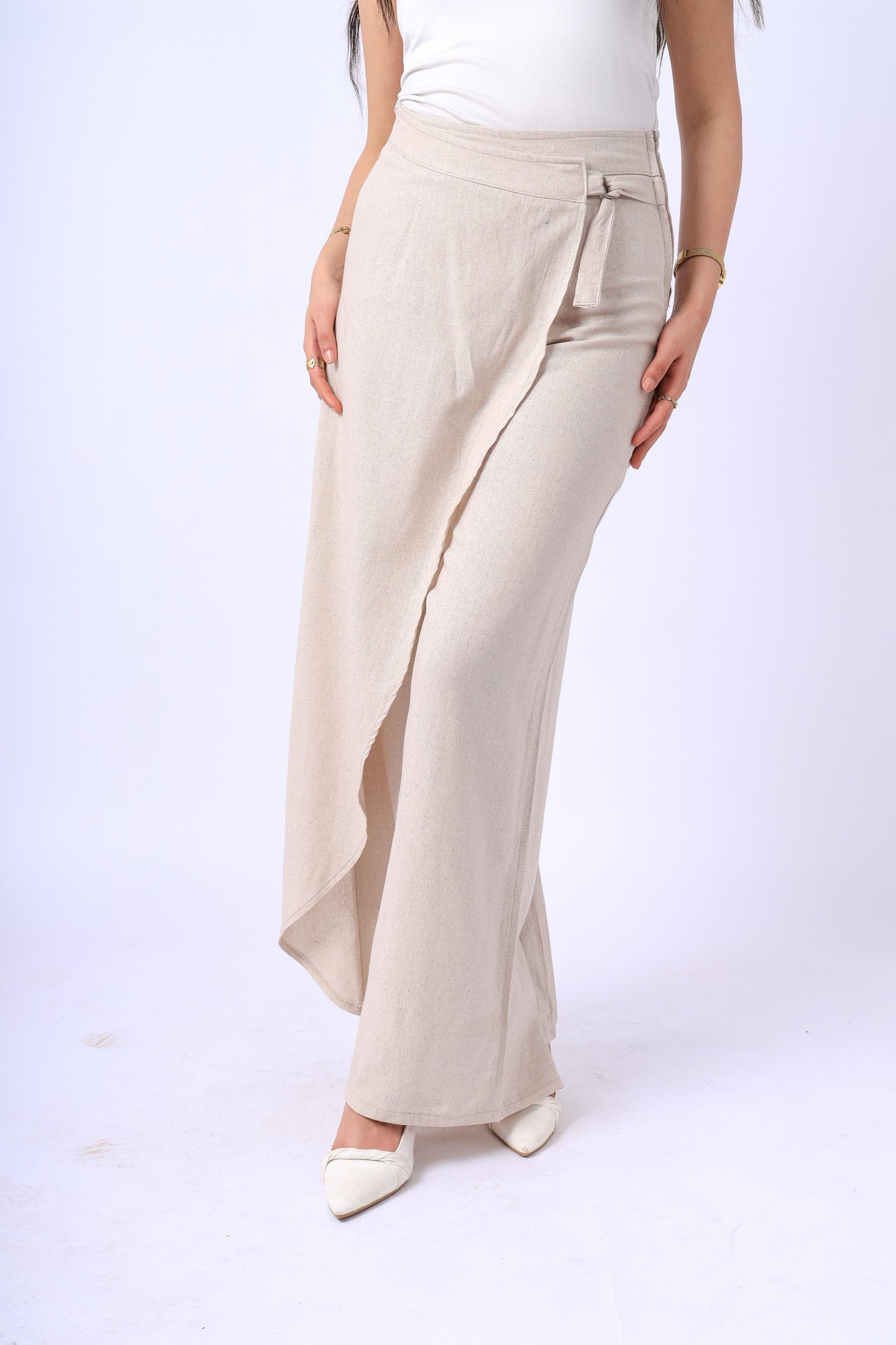 Soft Wrap Pants In Beige