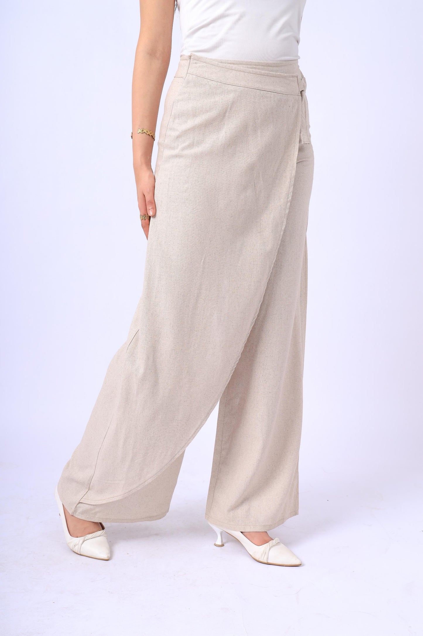 Soft Wrap Pants In Beige