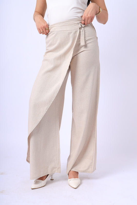 Soft Wrap Pants In Beige