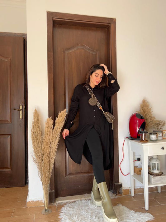 Cotton chemise with slit