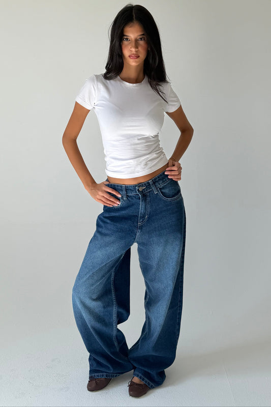 Relaxed Fit Denim Pants In Deep Blue