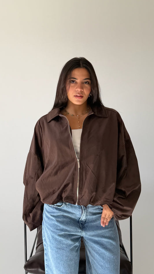 The Oversized Bomber Jacket In Brown