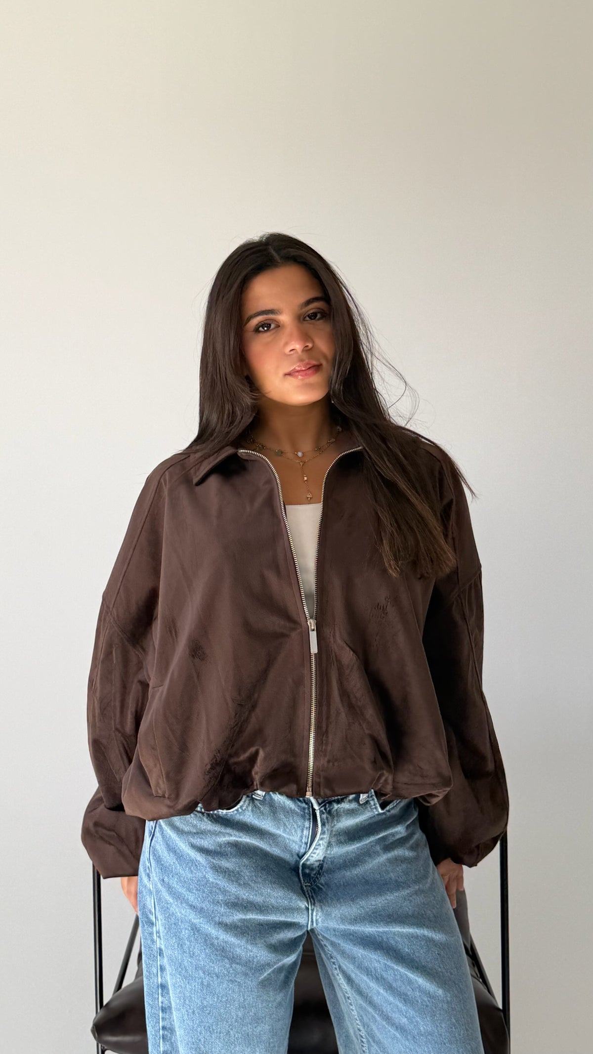 The Oversized Bomber Jacket In Brown