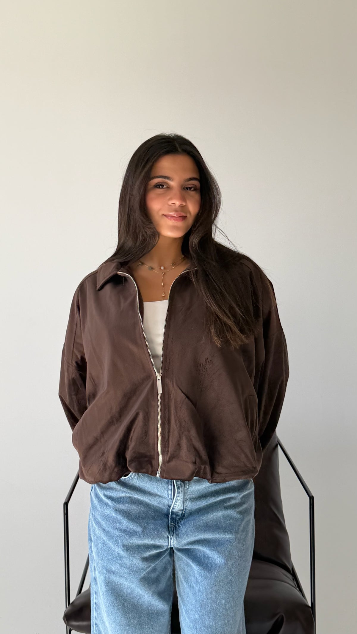 The Oversized Bomber Jacket In Brown