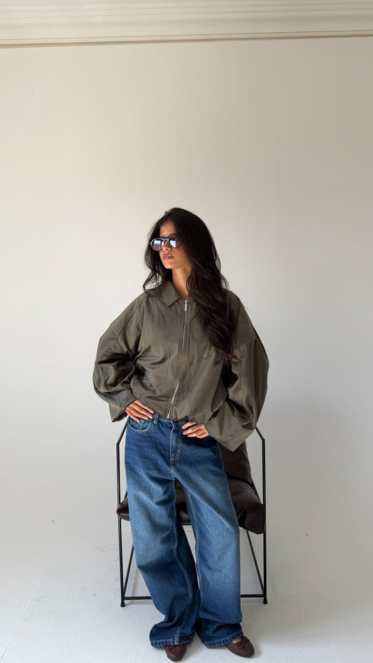 The Oversized Bomber Jacket In Olive