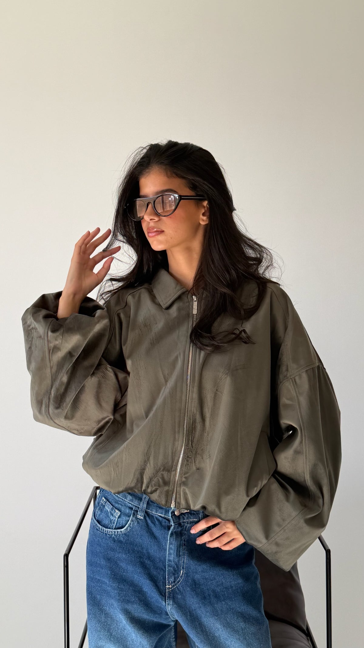 The Oversized Bomber Jacket In Olive