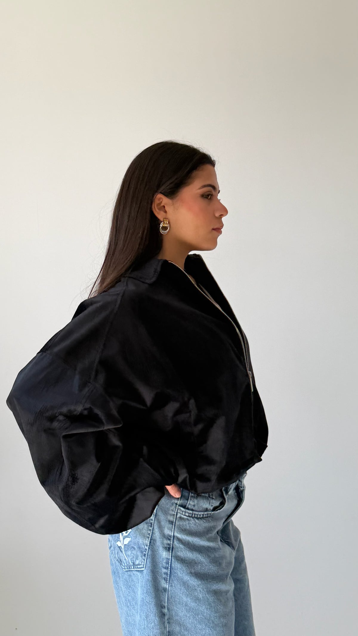 The Oversized Bomber Jacket In Black