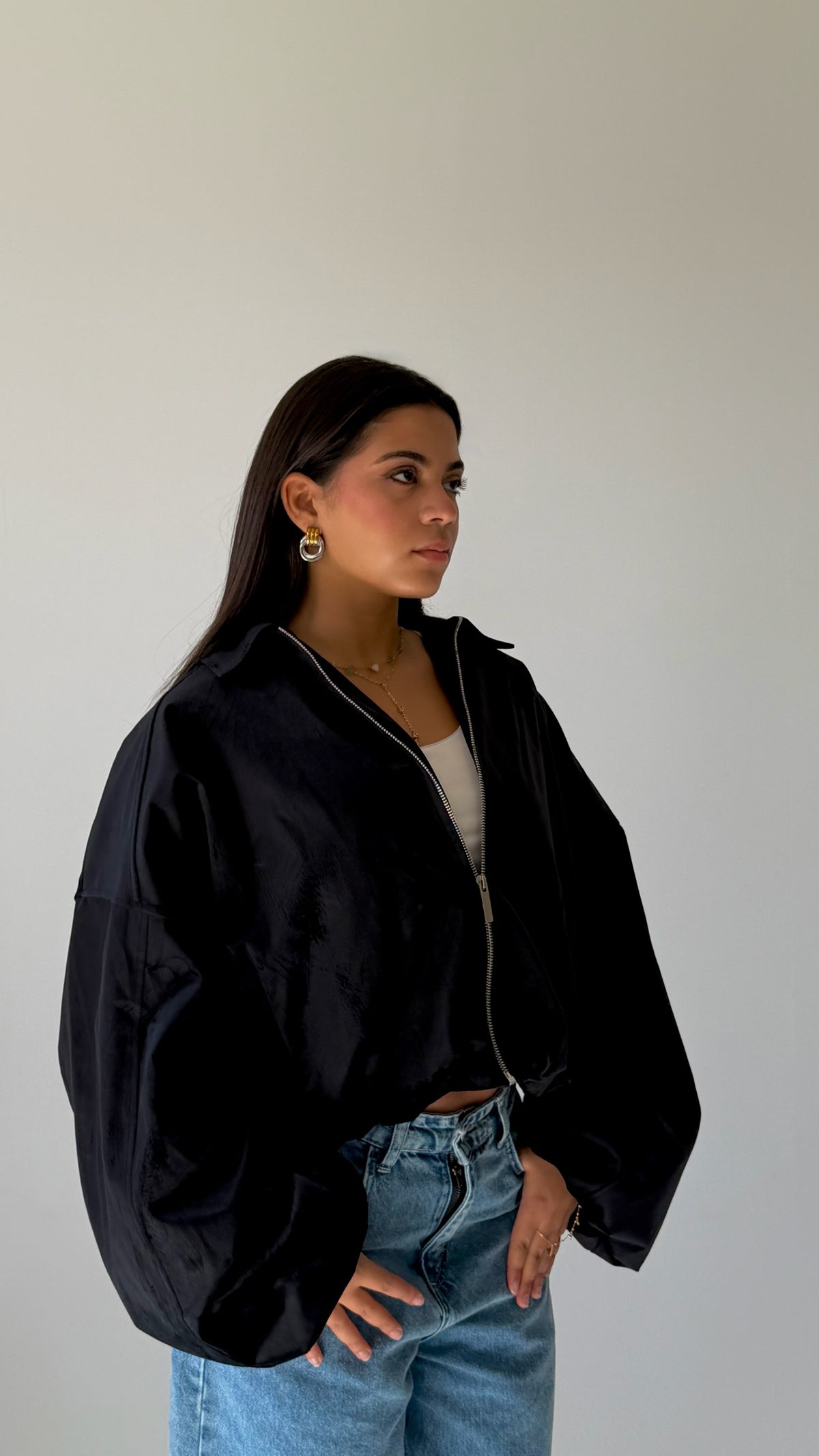 The Oversized Bomber Jacket In Black