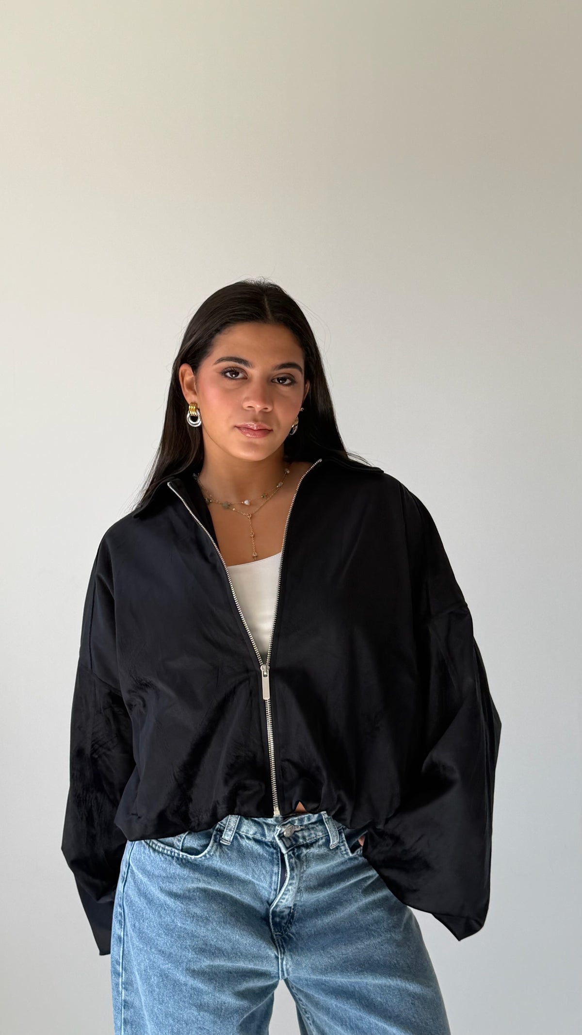 The Oversized Bomber Jacket In Black