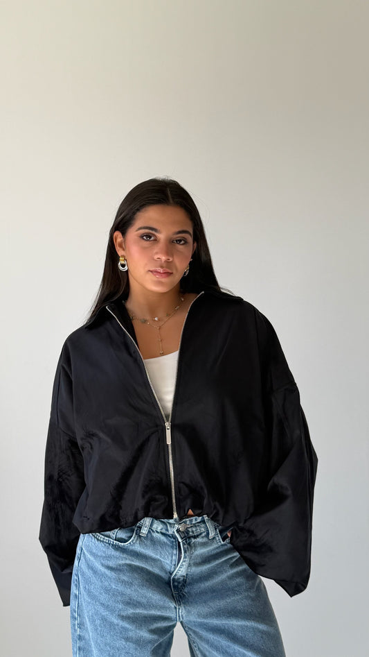 The Oversized Bomber Jacket In Black