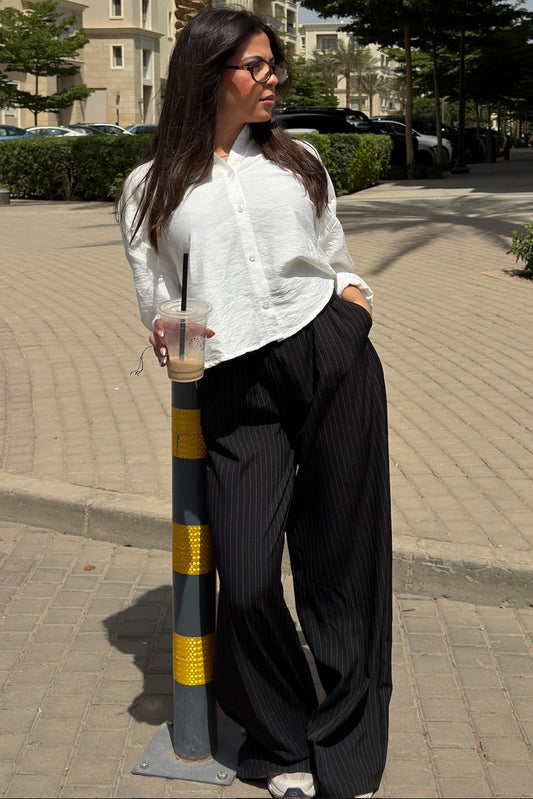Black Pinstriped Pants