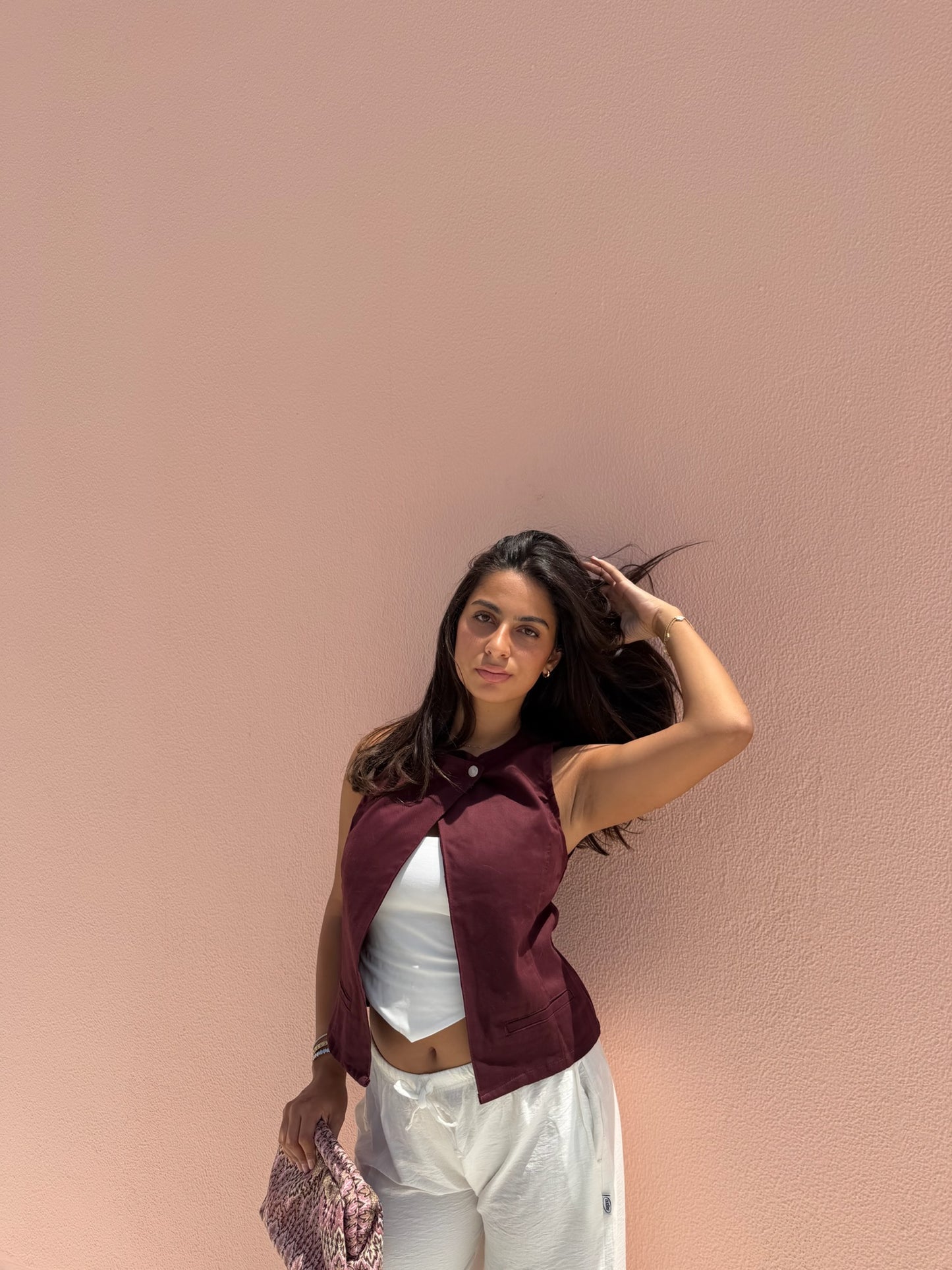 The Muse Vest In Burgundy