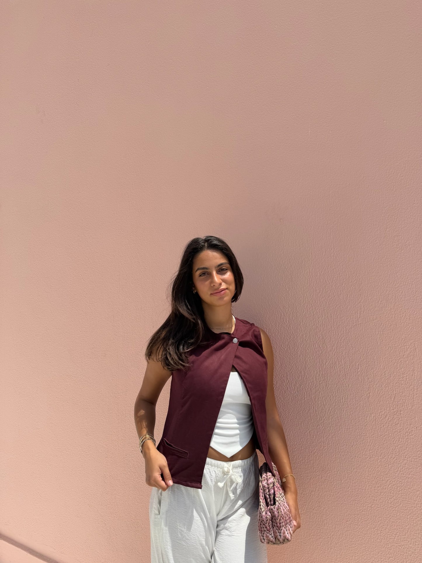 The Muse Vest In Burgundy