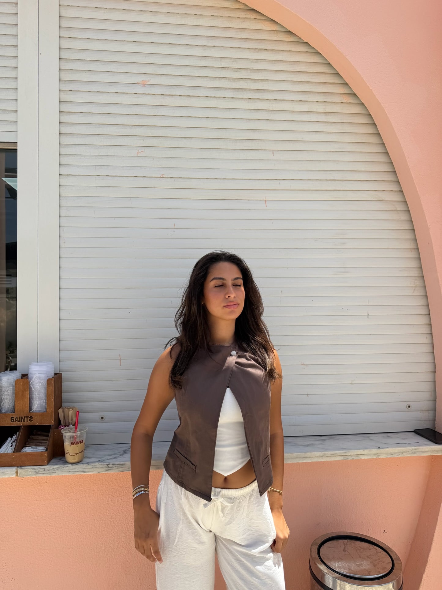 The Muse Vest In Brown