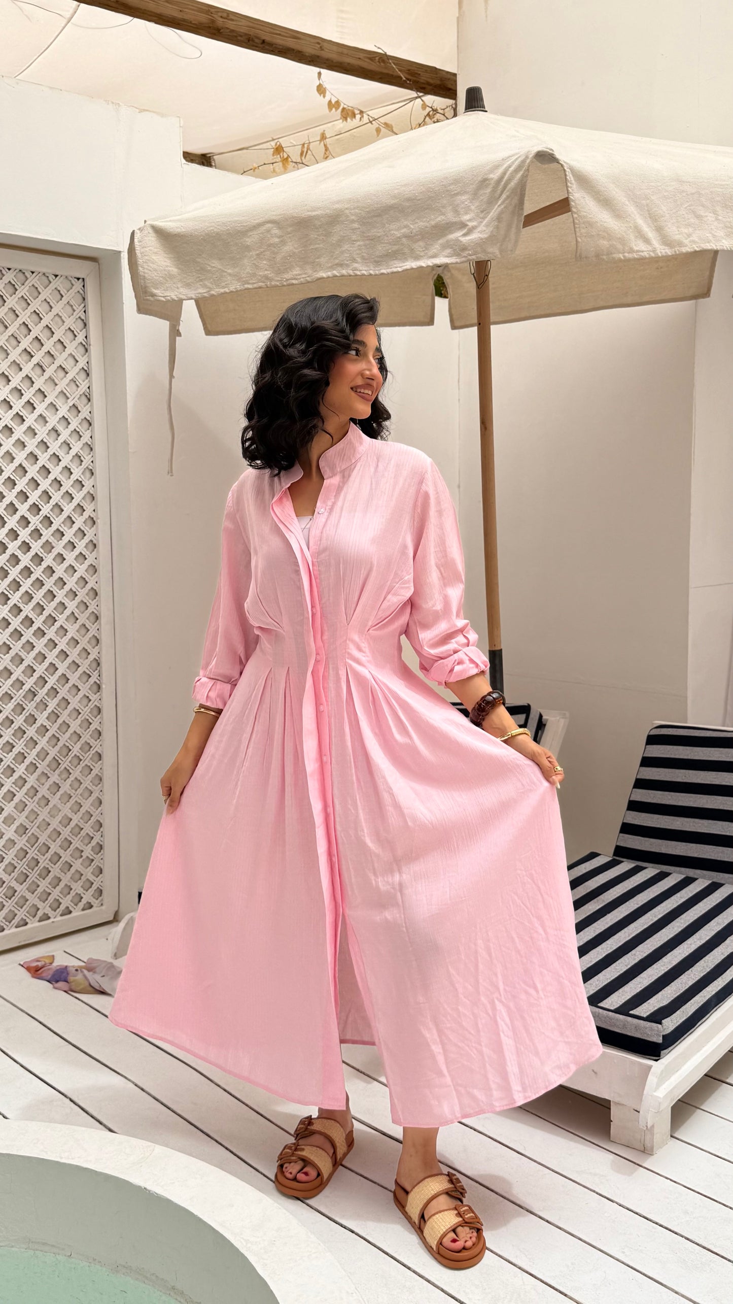 Cloud Waist Midi in Pink