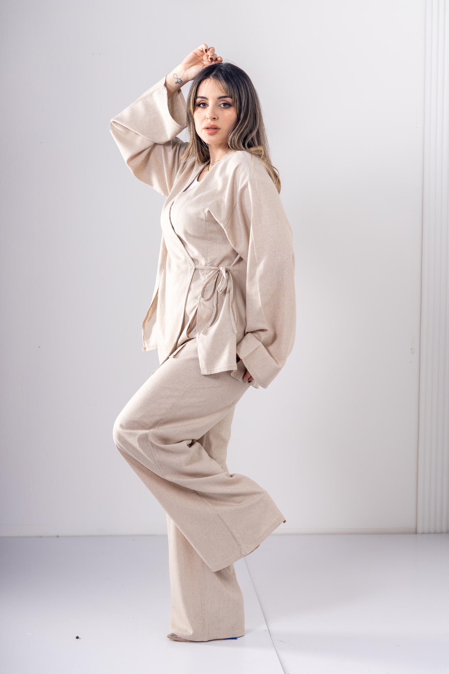 Linen Pants In Beige