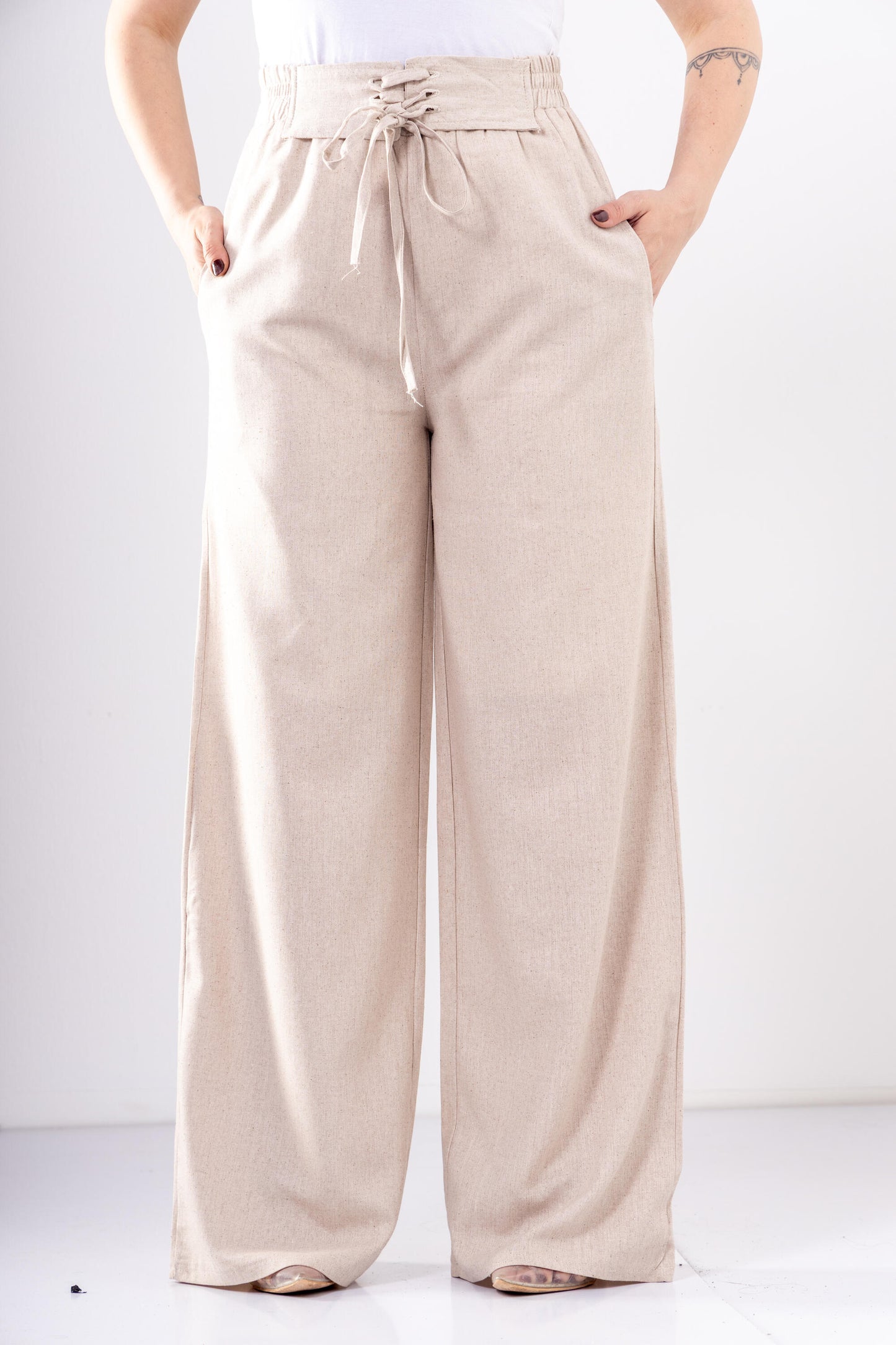 Beige Laced Pants
