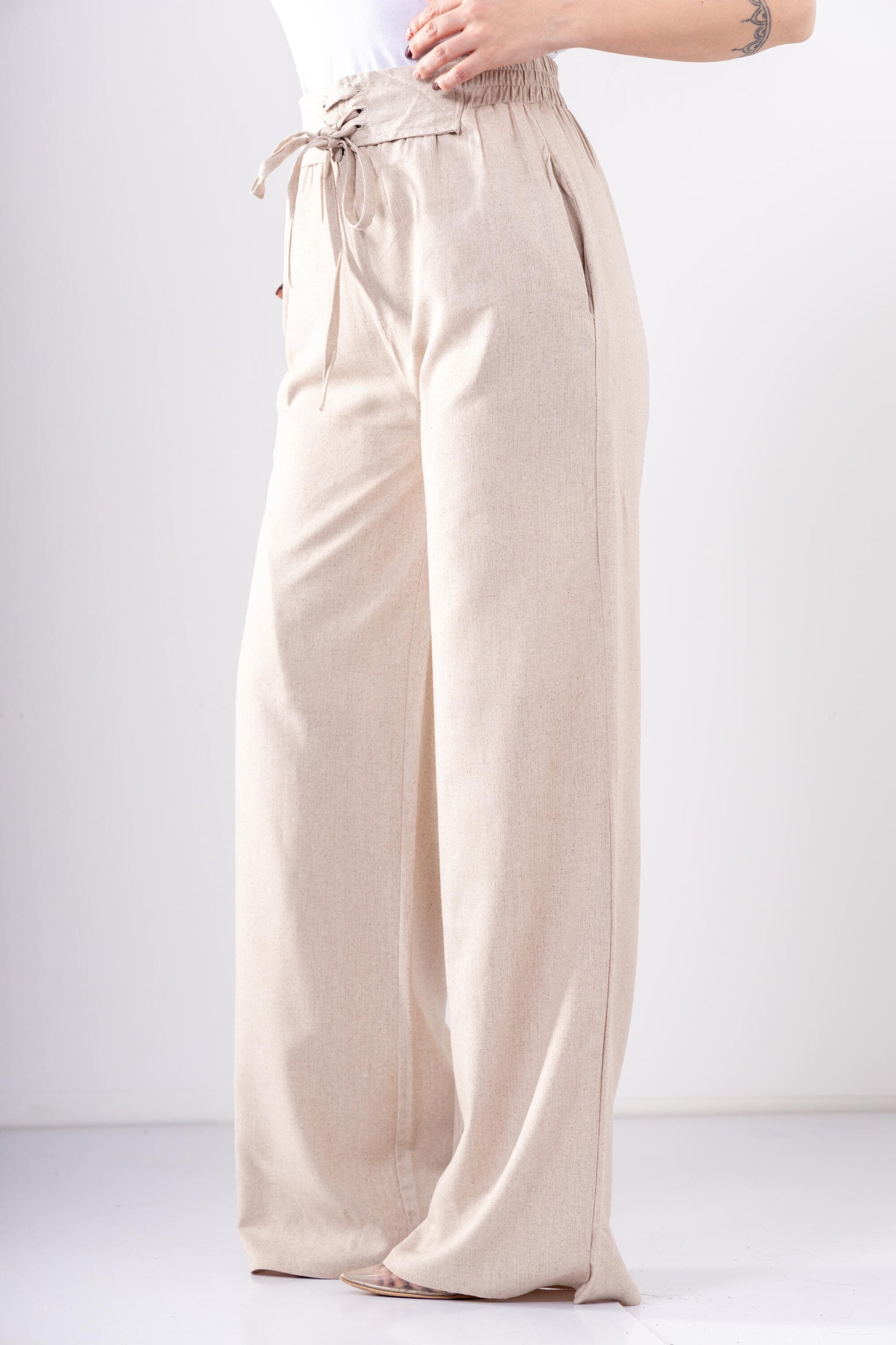 Beige Laced Pants