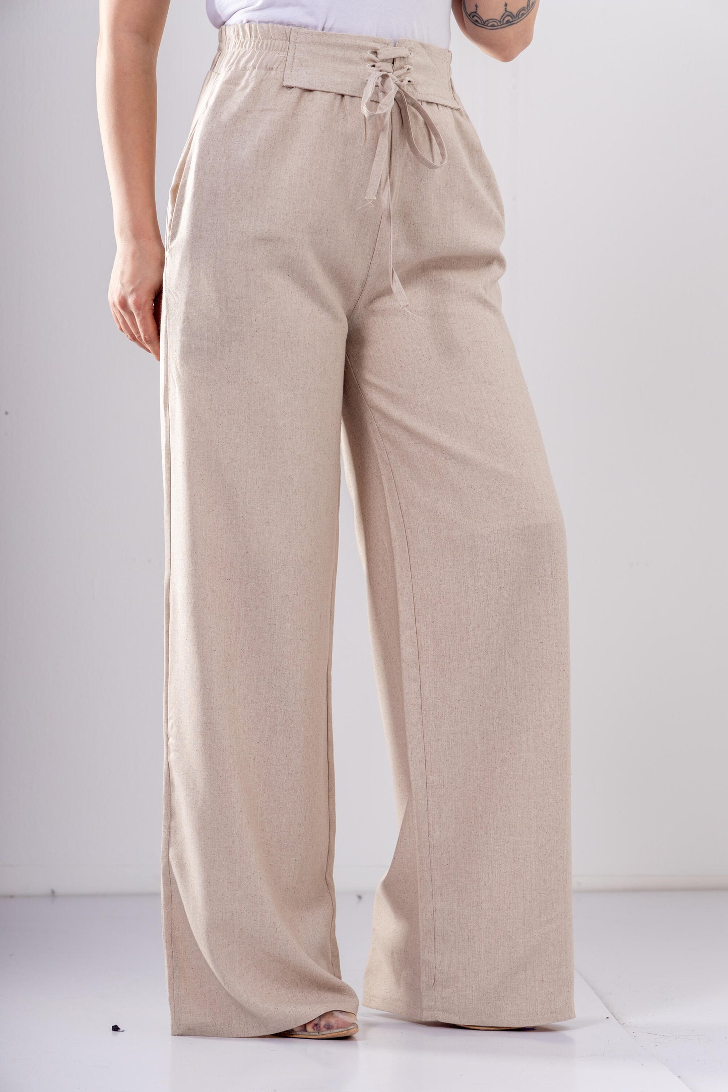 Beige Laced Pants