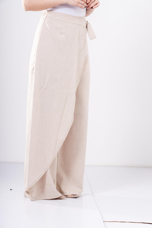 Soft Wrap Pants In Beige