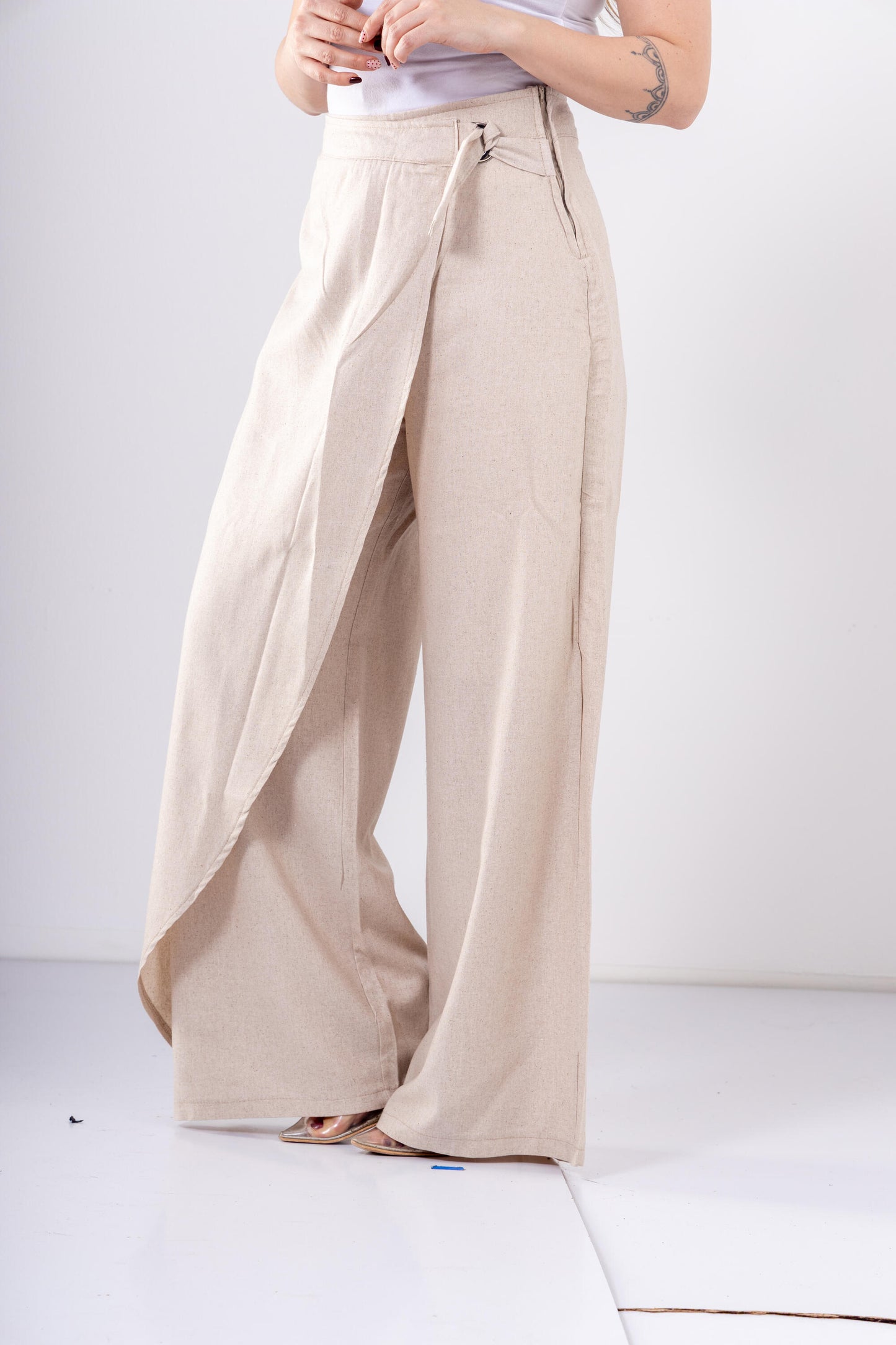 Soft Wrap Pants In Beige