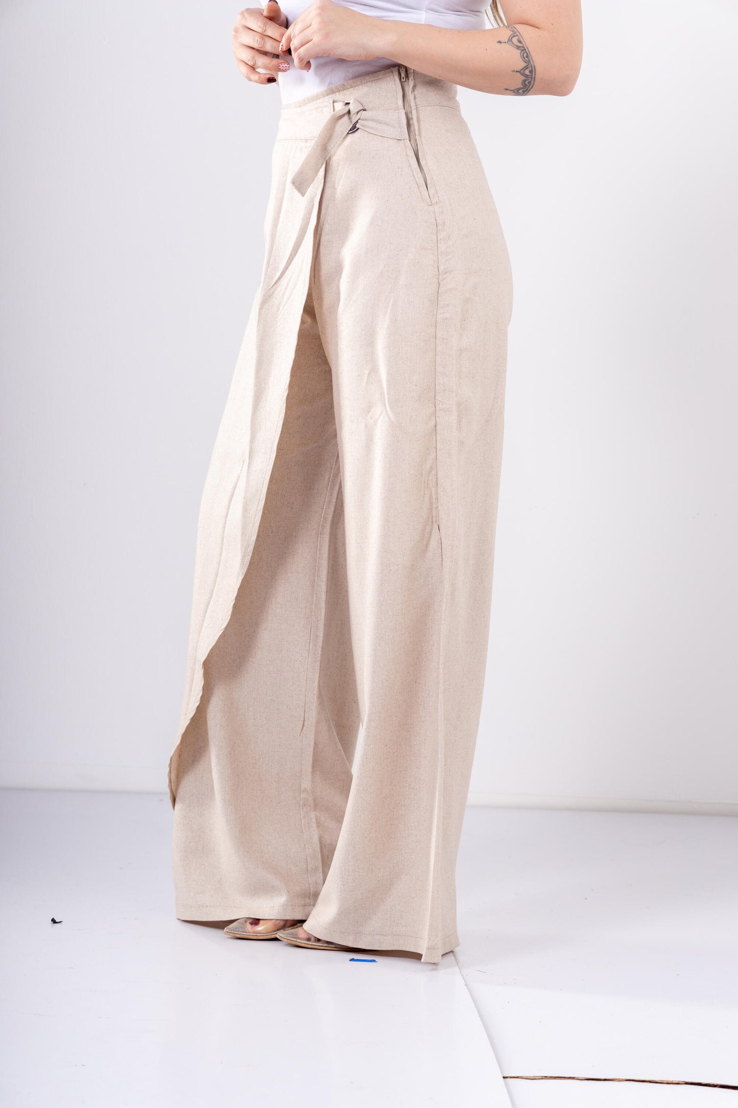 Soft Wrap Pants In Beige
