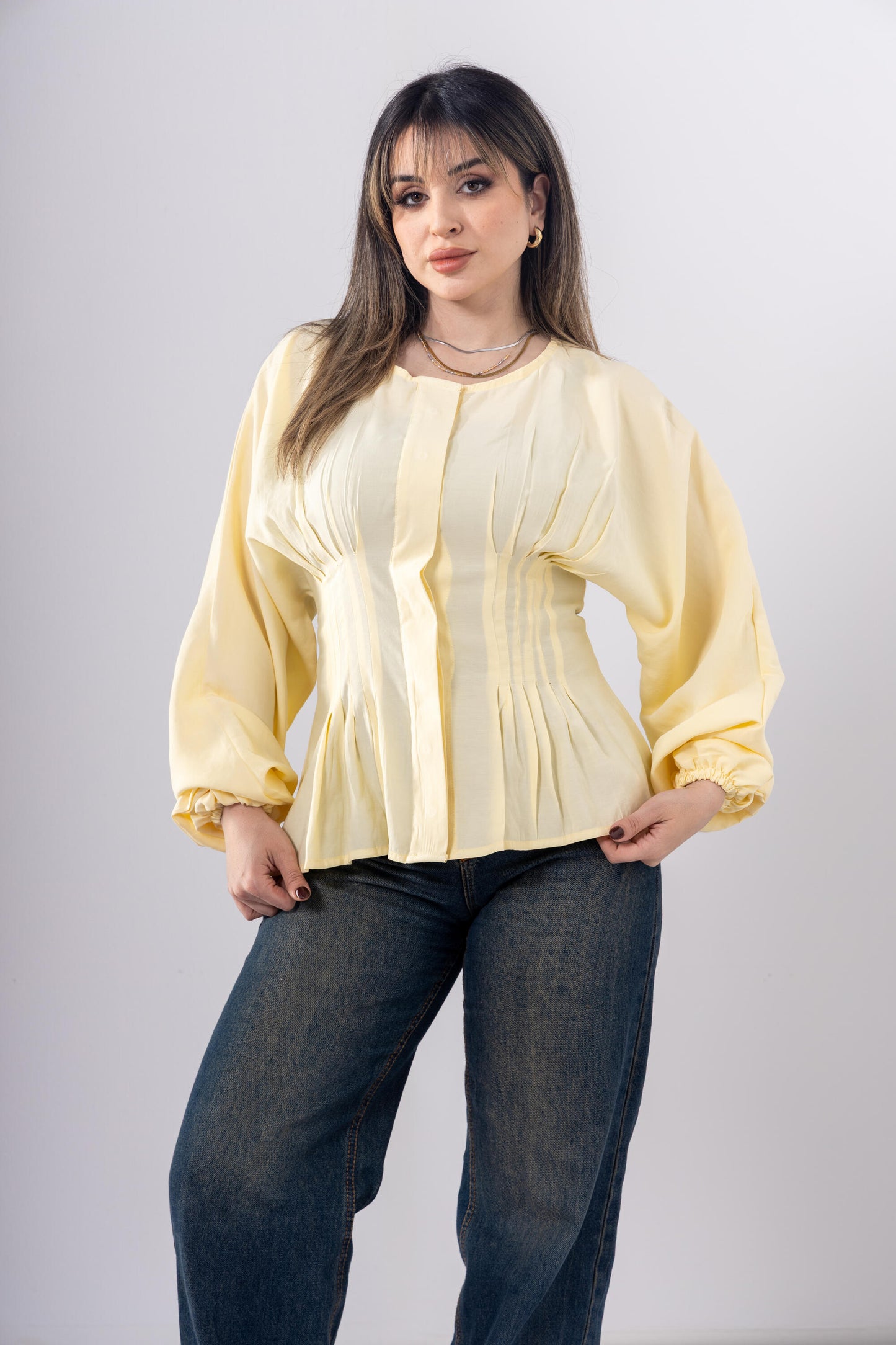 Pintuck Shirt In Yellow