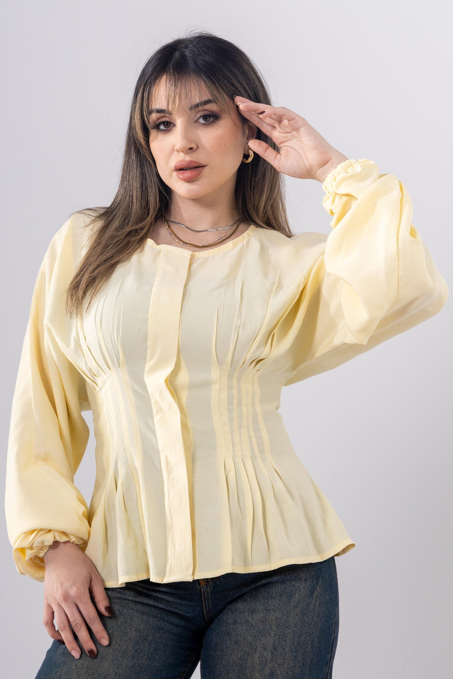 Pintuck Shirt In Yellow