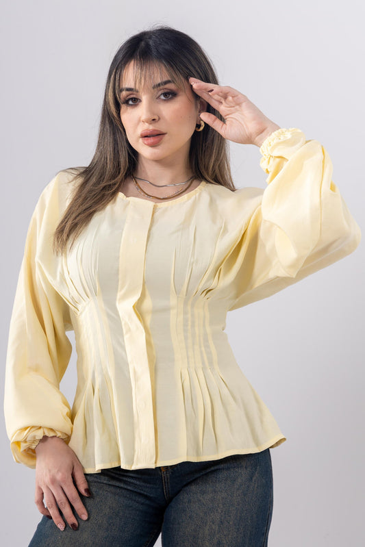 Pintuck Shirt In Yellow