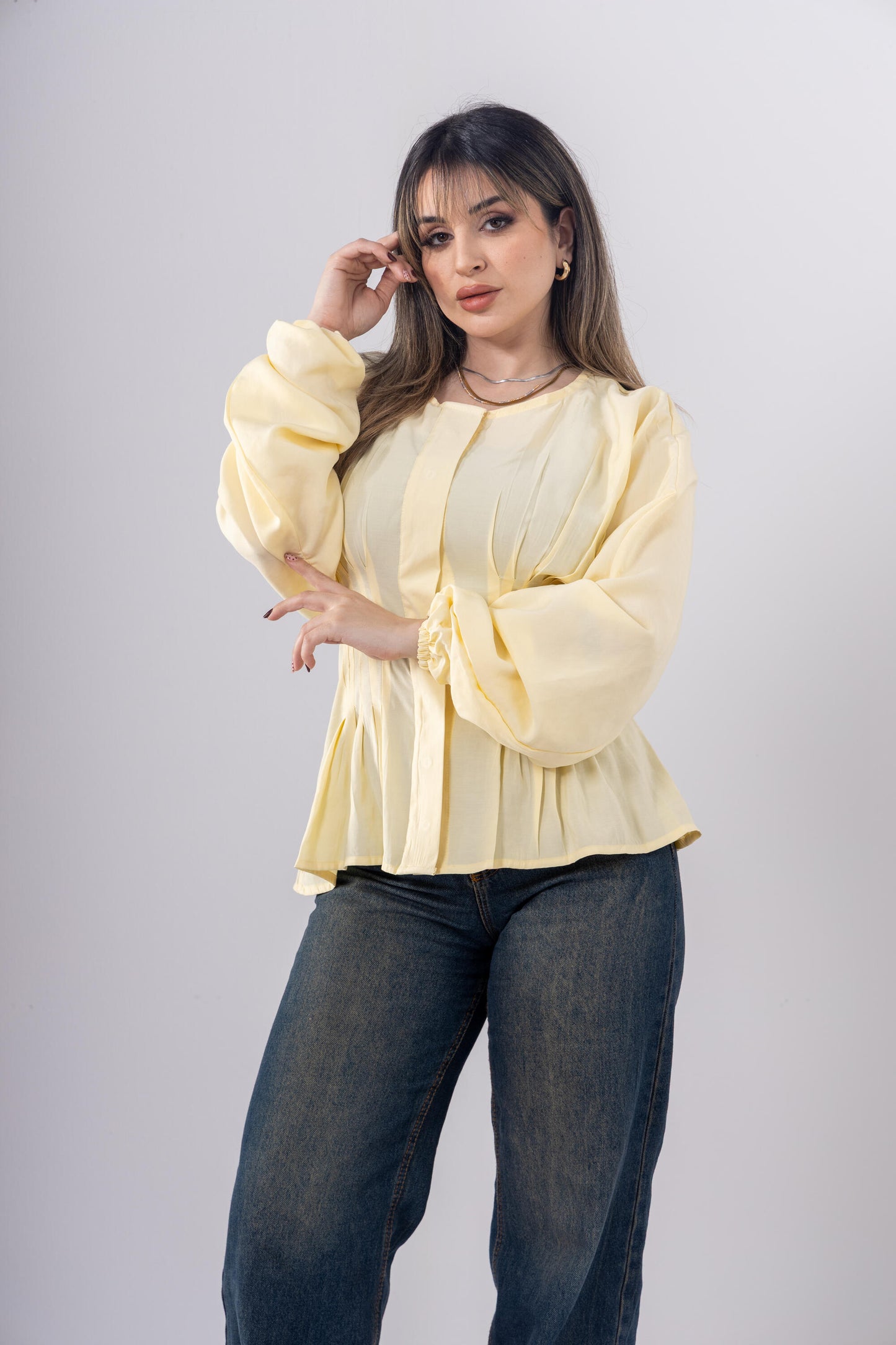 Pintuck Shirt In Yellow