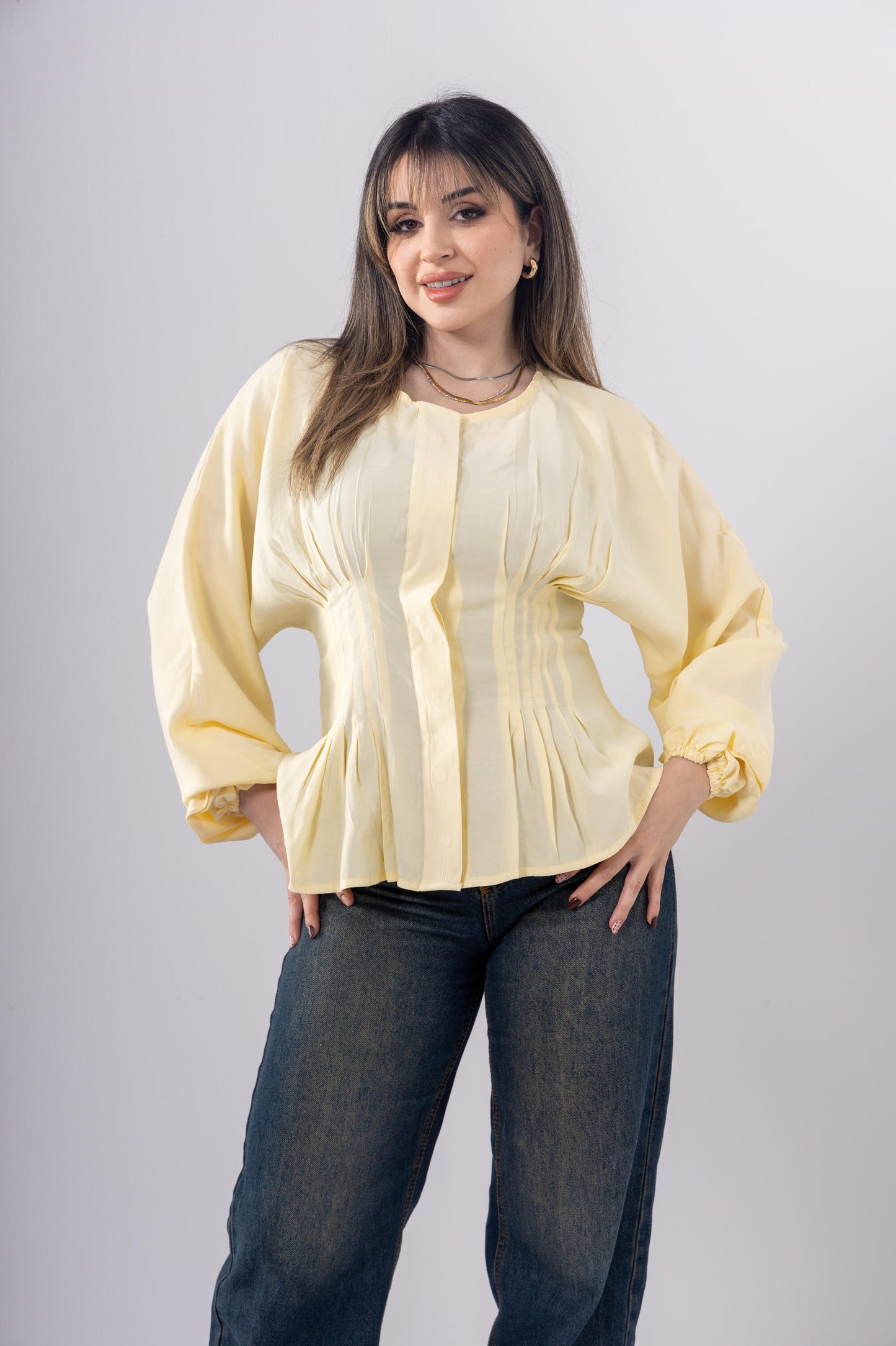 Pintuck Shirt In Yellow