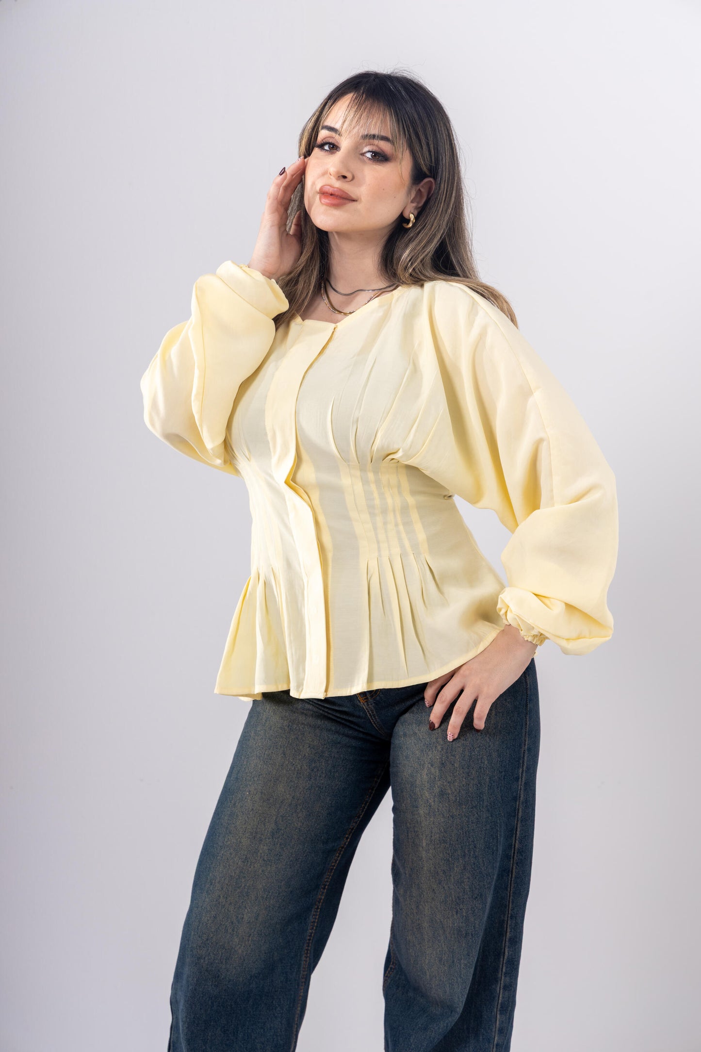 Pintuck Shirt In Yellow