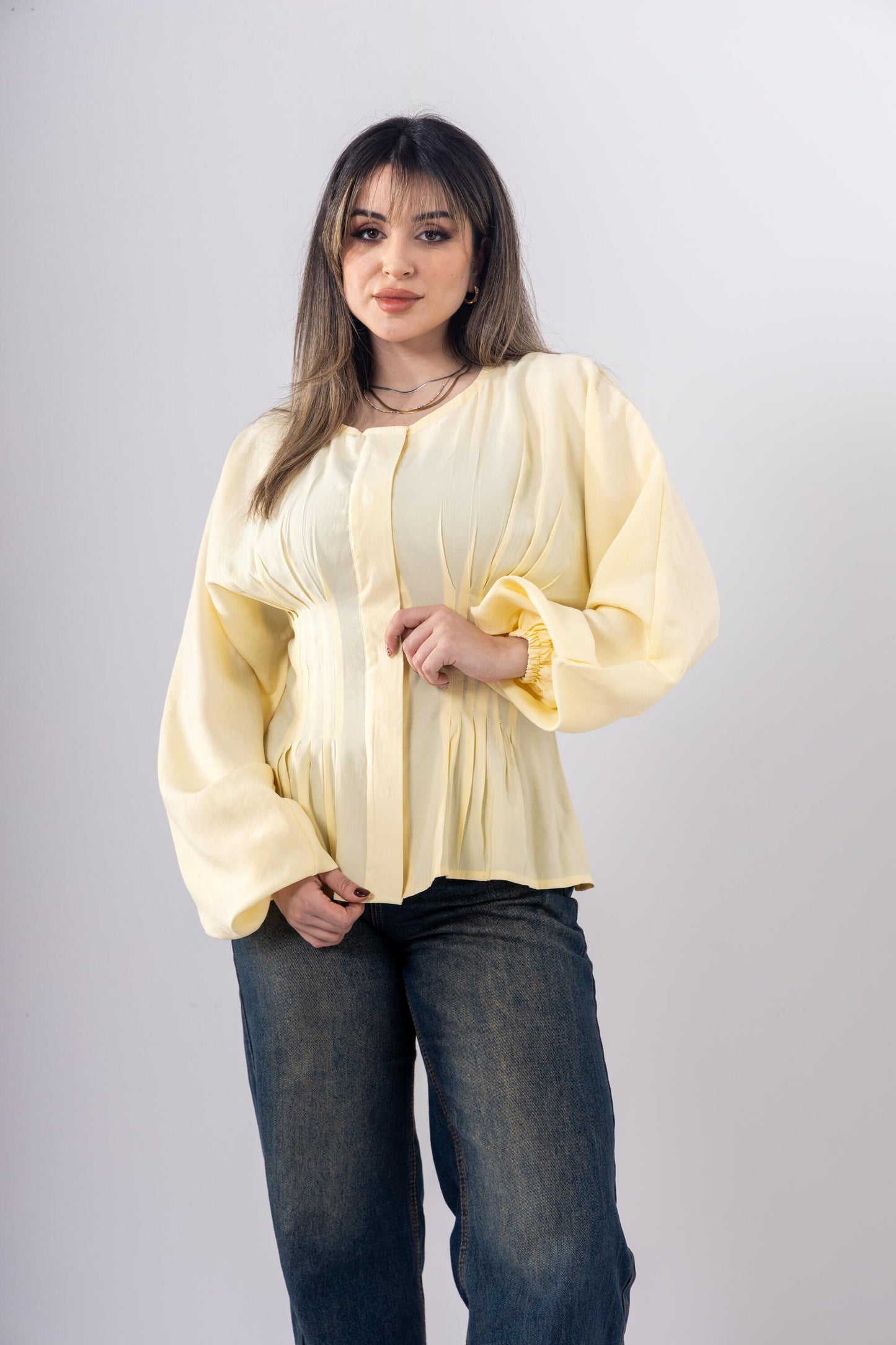 Pintuck Shirt In Yellow