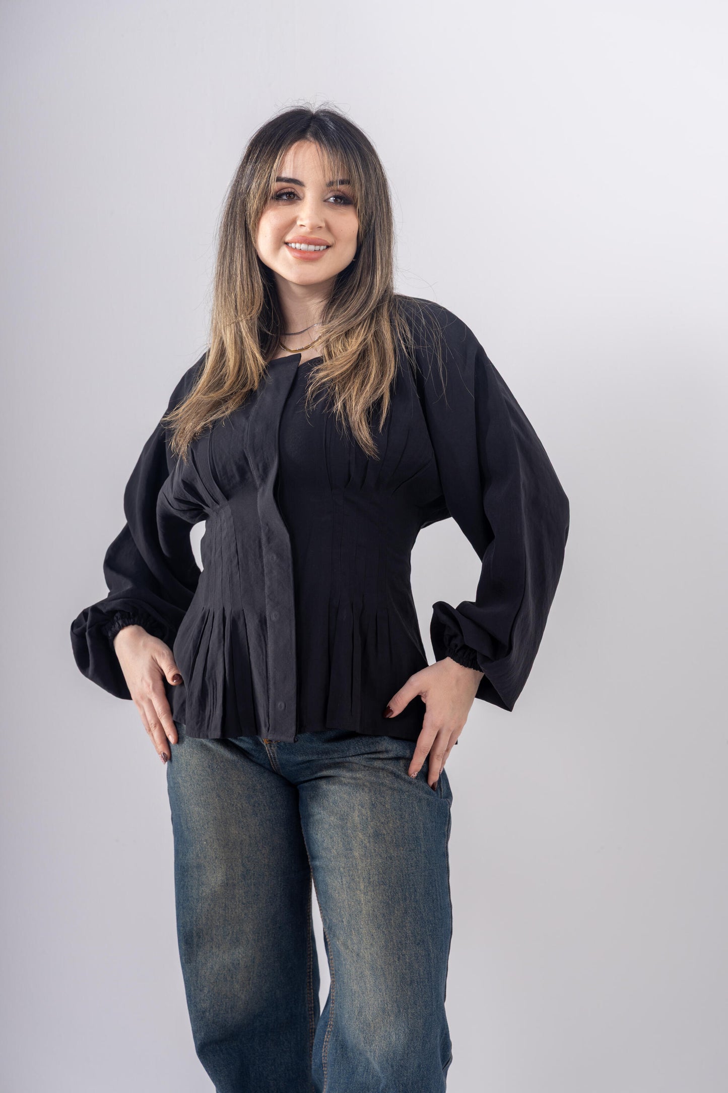 Pintuck Shirt In Black