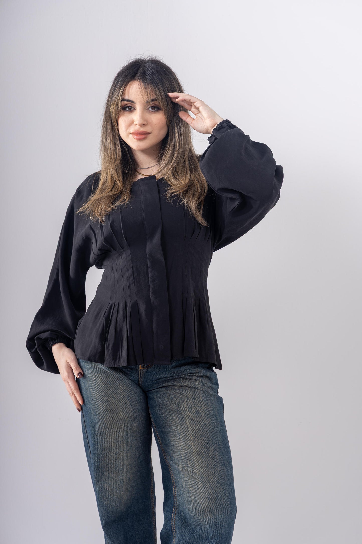 Pintuck Shirt In Black