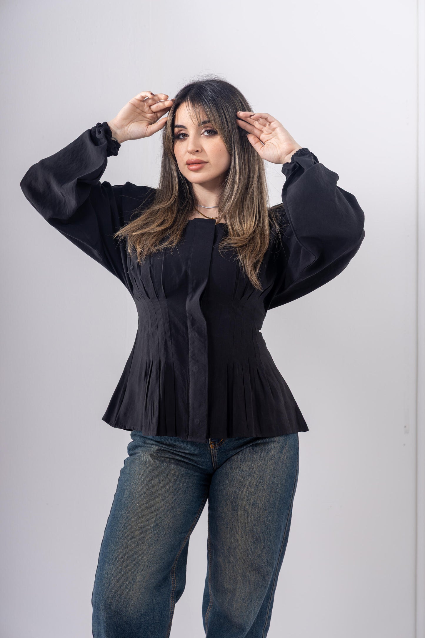 Pintuck Shirt In Black
